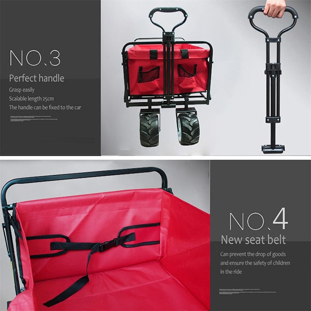 JSEIAJB Outdoor Camping Pull Cart Portable Folding Trolley 600d Oxford Cloth Waterproof Four-Wheel Hand Cart(D)