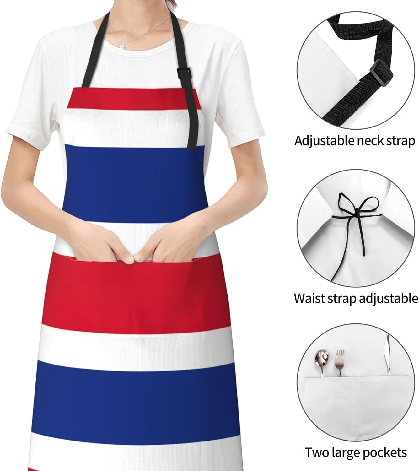 Flag of Costa Rica print Waterproof chef's apron with pocket apron for kitchen cooking baking barbecue and gardening