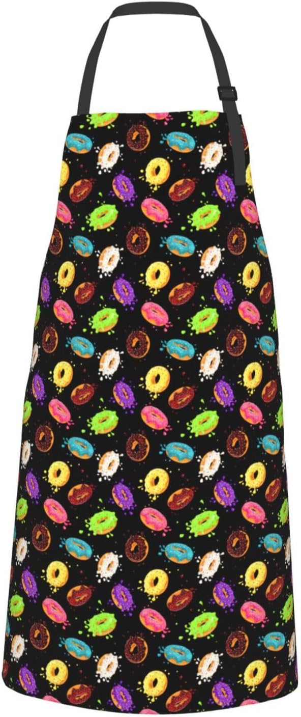 Donut print Waterproof apron with pocket adjustable cooking apron for 