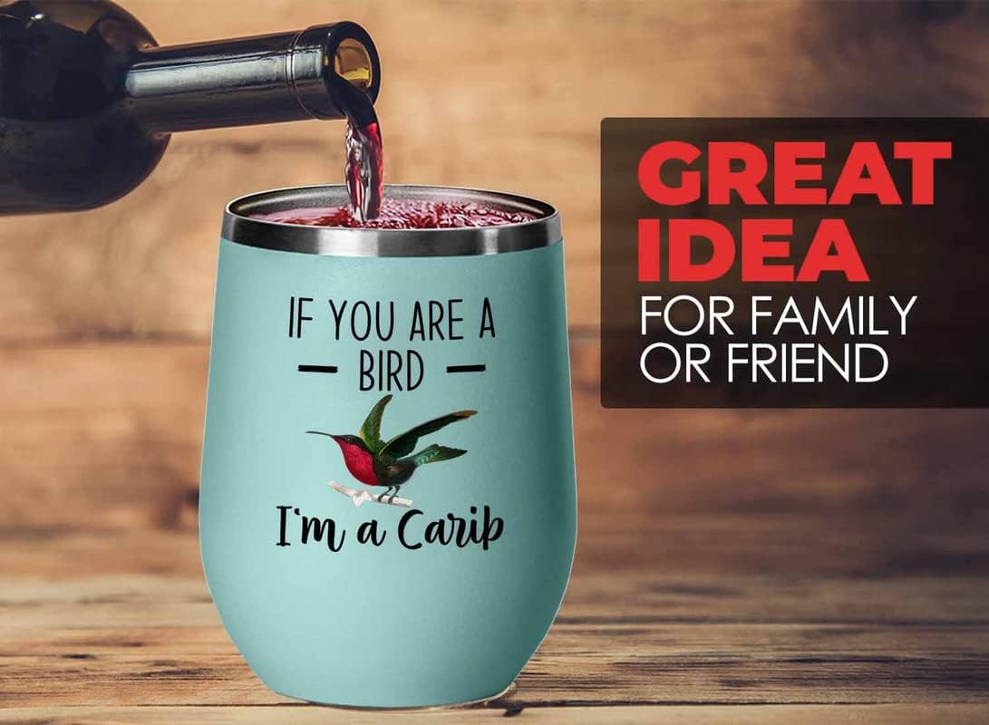 Bird Lover Teal Edition Wine Tumbler 12oz - Bird and Carib - Hummingbird Nest Cage Parrot Dad Gardening Outdoor Birdwatcher Feeder