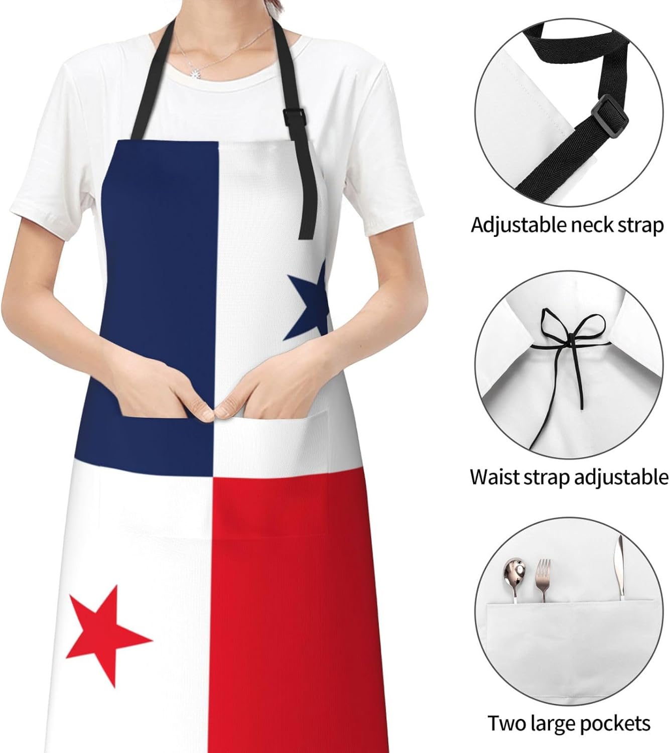 Flag of Panama print Waterproof chef's apron with pocket apron for kitchen cooking baking barbecue and gardening