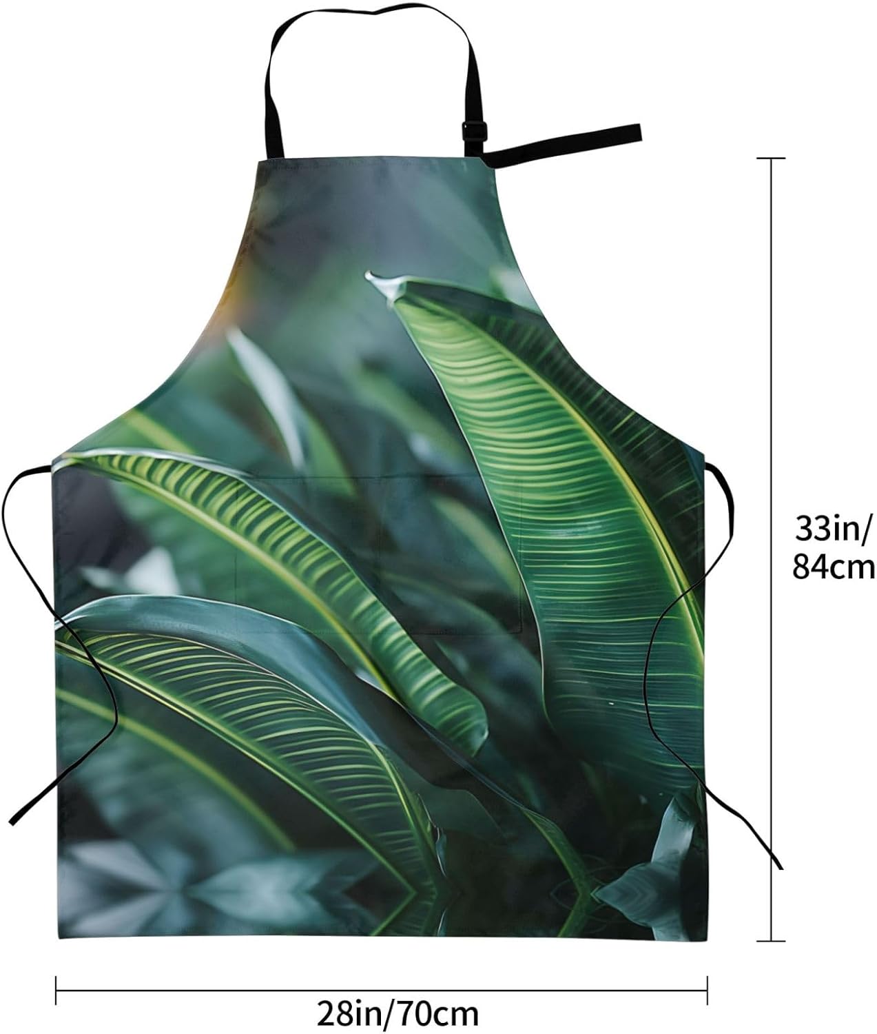 Tropical Palm Leaf print Waterproof apron with pocket adjustable cooking apron for adult kitchen bibs to bake