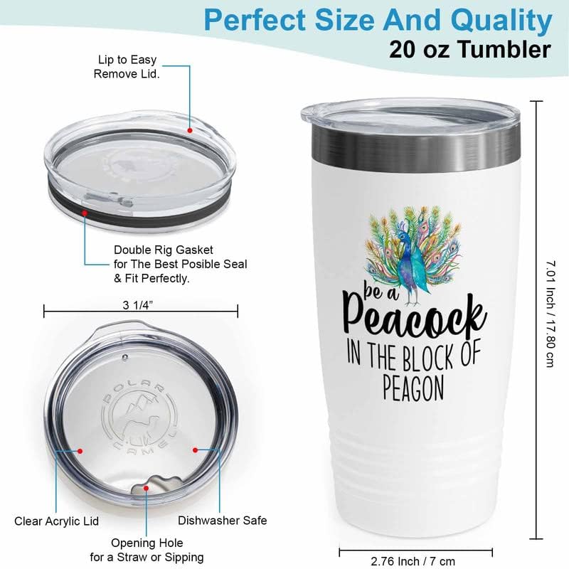 Bird Lover White Edition Viking Tumbler 20oz - Peacock Block pgeons - 