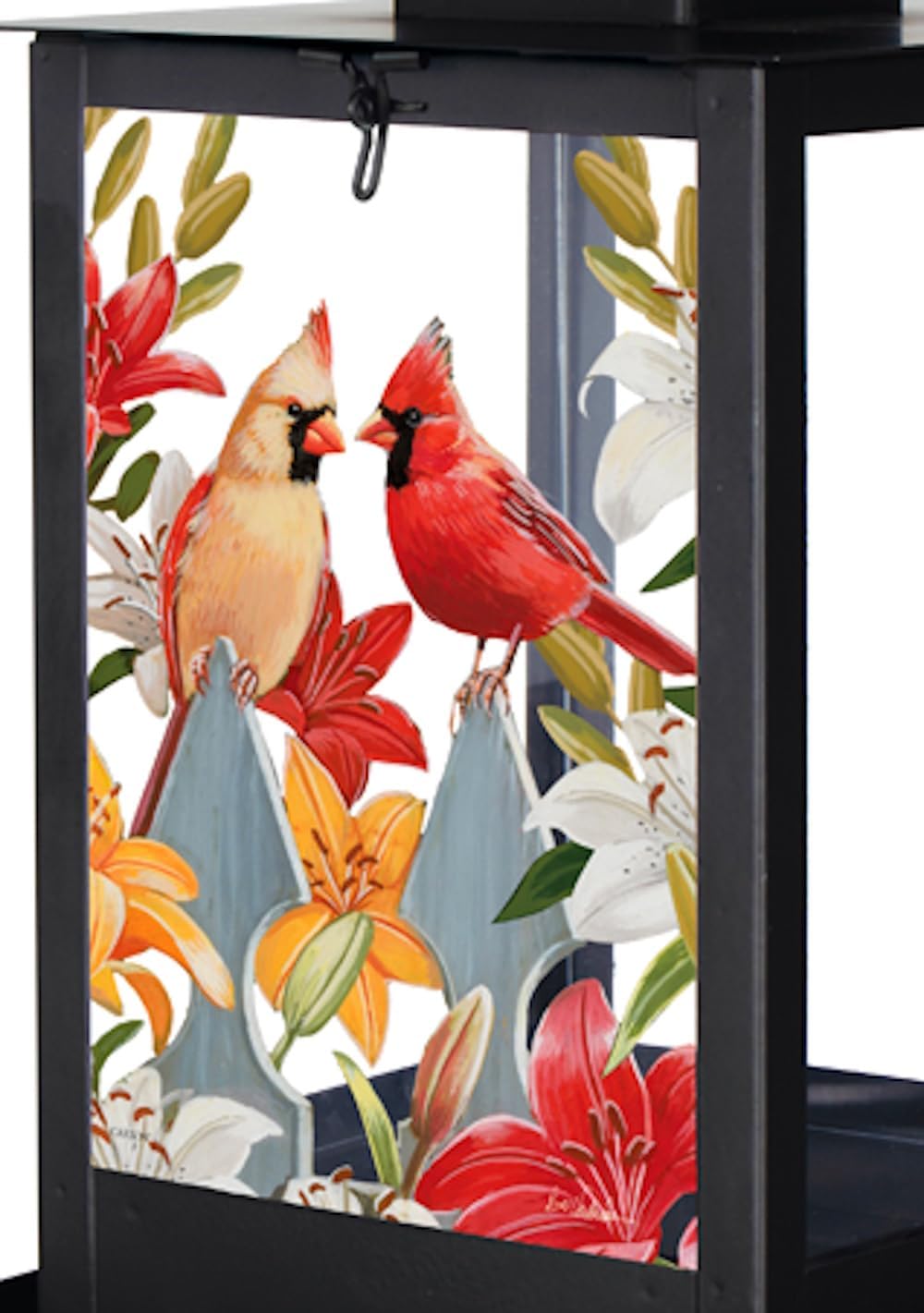 Carson 12" Cardinal Pair Bird Feeder - Cardinal Bird Feeder - Country Home Decor for Porch - Hanging Bird Feeder for Country Home Decor - Floral Bird Feeder