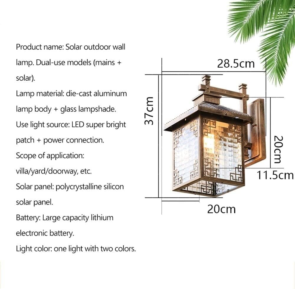 Wall Light Waterproof Solar Mount Lighting Aluminum Outdoor Sconce Sun Powered Lamp Fixtures for Garden Villa Garage Decor Gold Chandelier Ceiling(Gold)