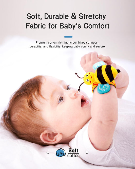 Infinno Baby Wrist Rattle Socks and Foot Finder Set, Perfect Baby Toys