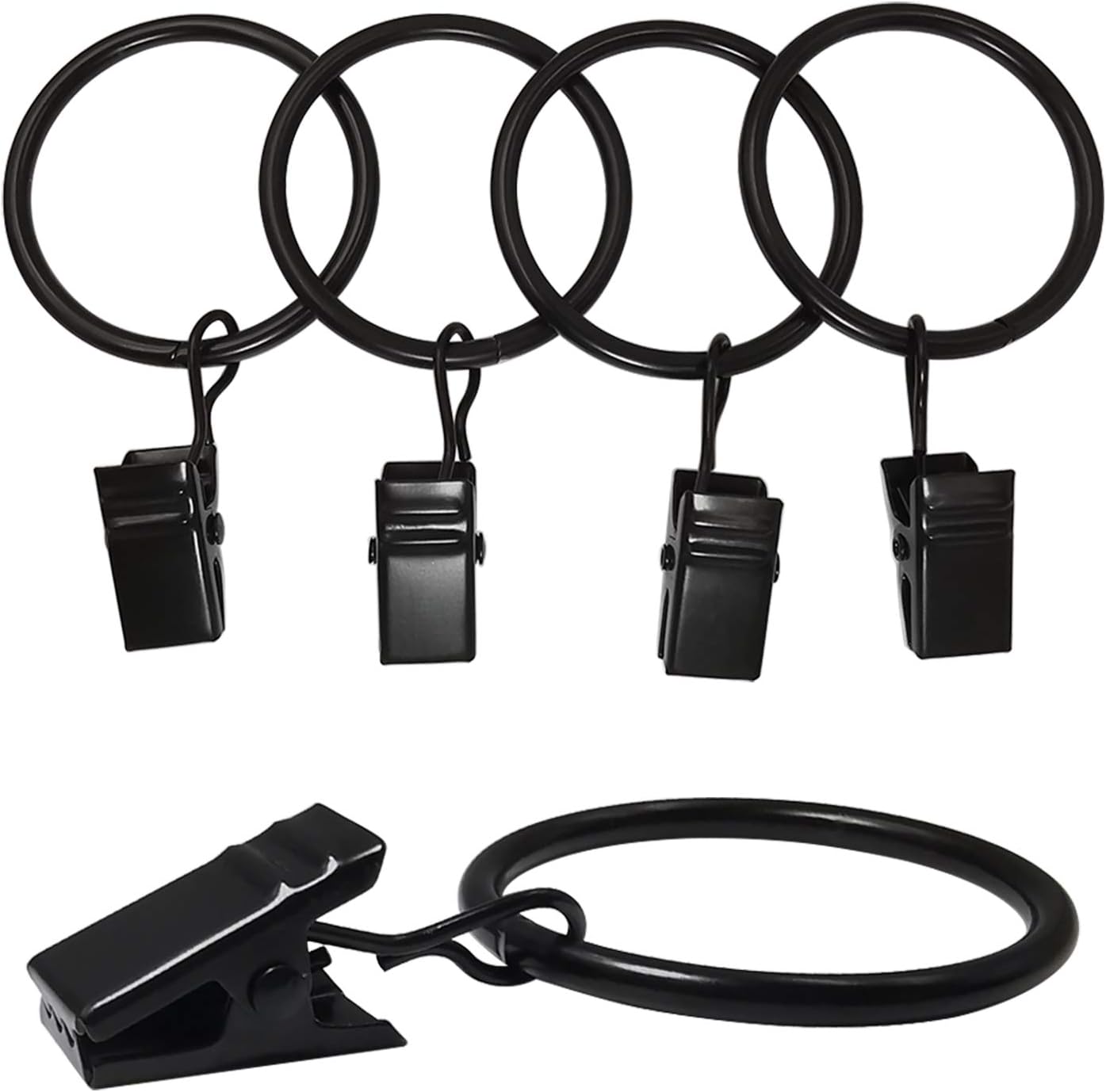 40 Pack Curtain Rings with Clips, Drapery Clips with Rings, Drapes Rin