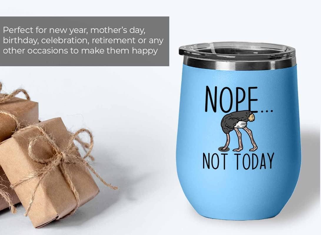 Bird Lover Blue Edition Wine Tumbler 12oz - Nope not Today - Hummingbi