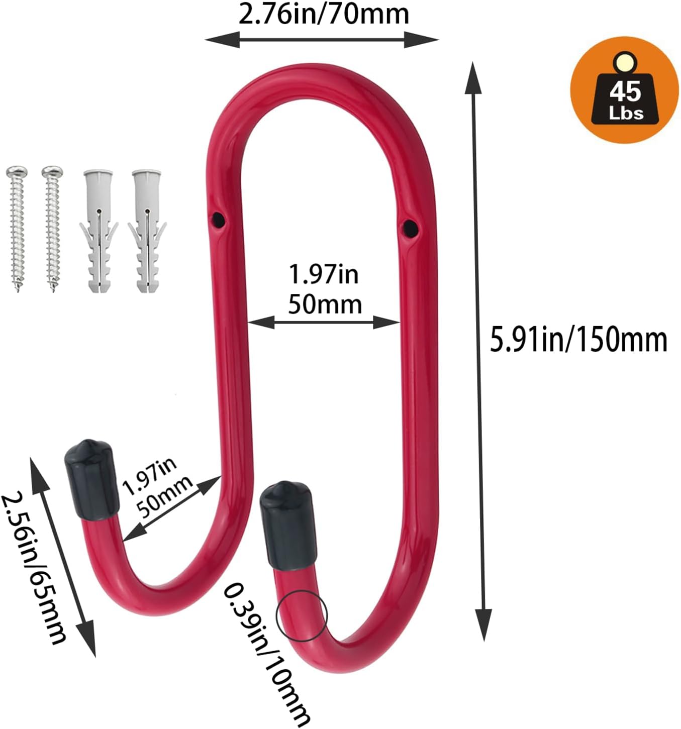 Heavy Duty Storage Double Hooks 2 Screws Expansion Tubes Garage Heavy 