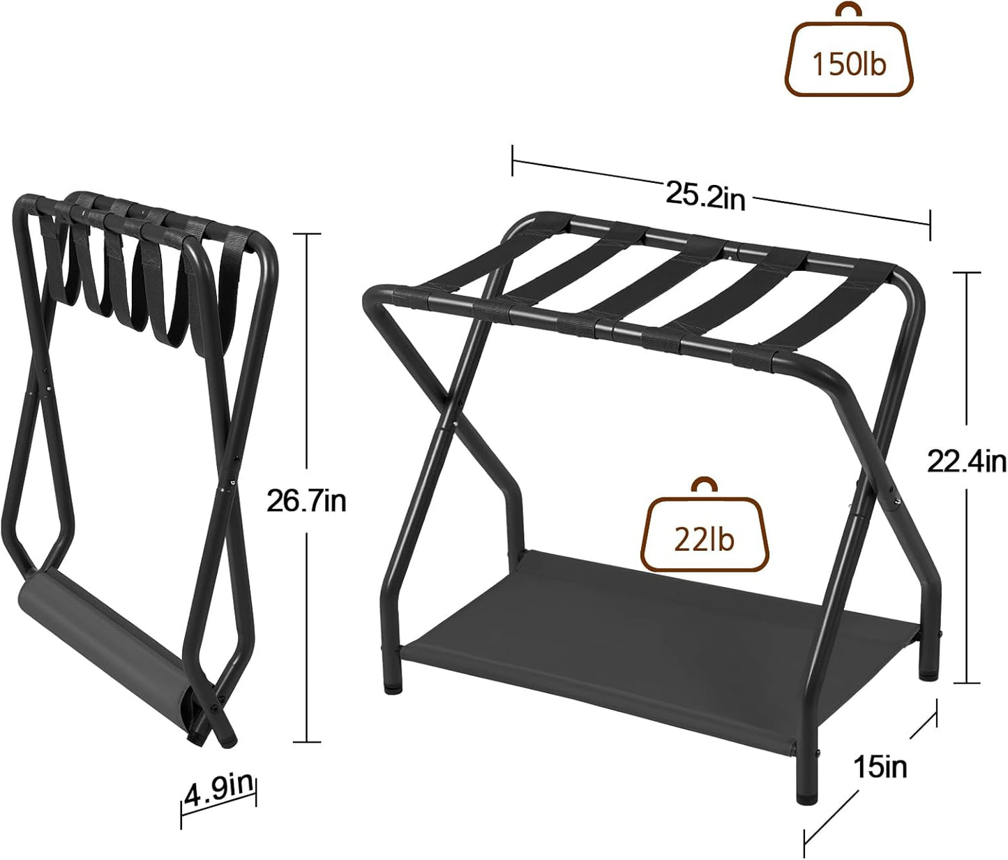 AMHANCIBLE Luggage Rack, Set of 2, Foldable Suitcase Stands for Guest 