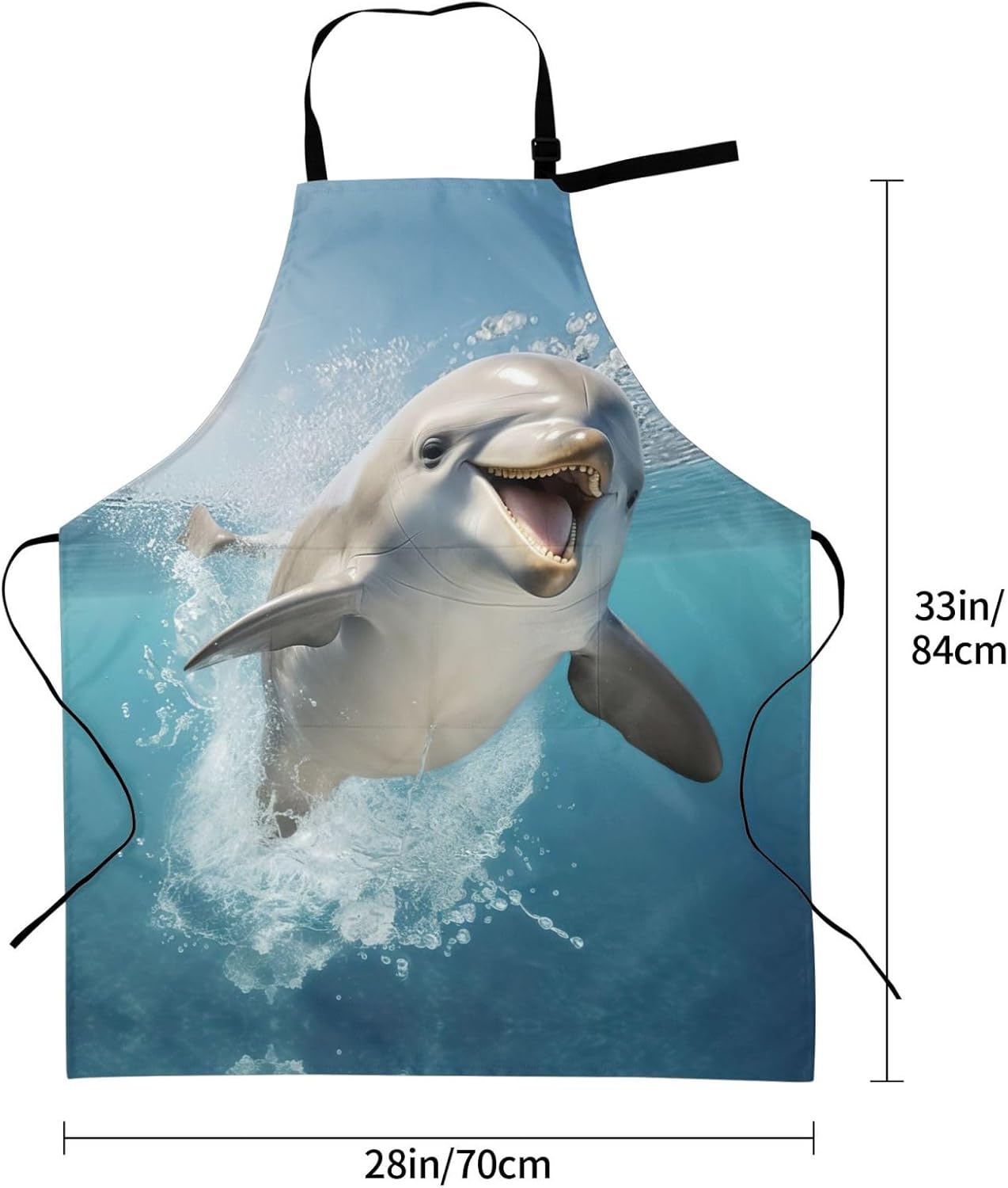 Funny Animal Dolphin print Waterproof chef's apron with pocket apron for kitchen cooking baking barbecue and gardening