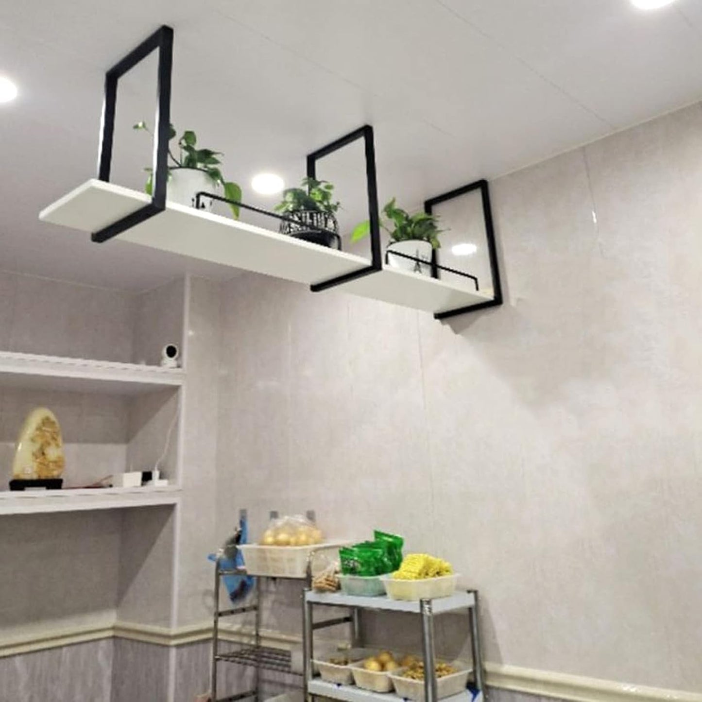 WallMounted Plant StandEuropean Loft Style Hanging Wine RackCeiling Storage Shelf with GuardrailDecorative Iron Etagere for Home Decor (Size: 140x30x50CM)