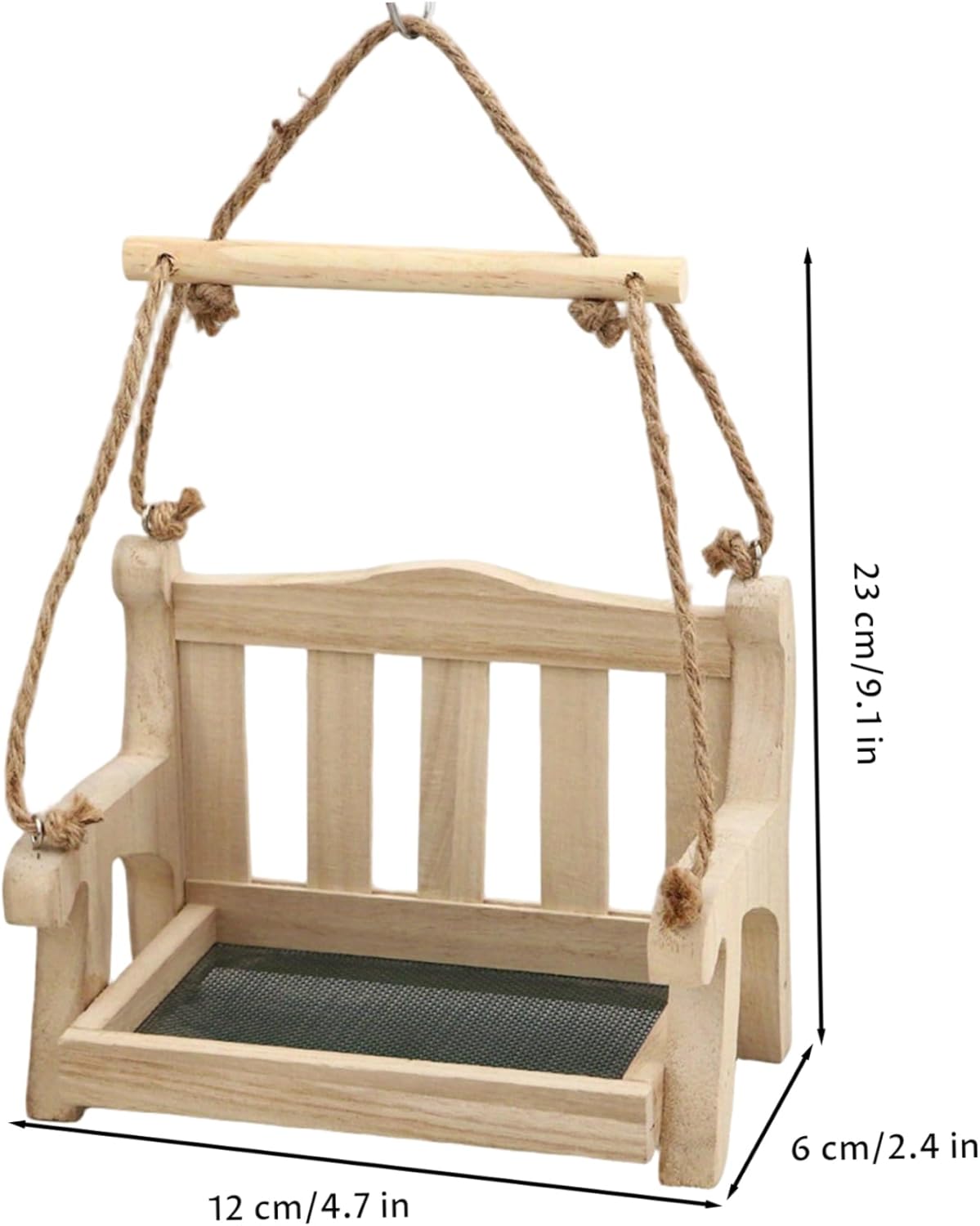 Hanging Bird Feeder, Wooden Outdoor Bird Feeders with Resting Perch Charming Swing Design for Garden, Patio, and Balcony, Feeders, Hanging Feeder