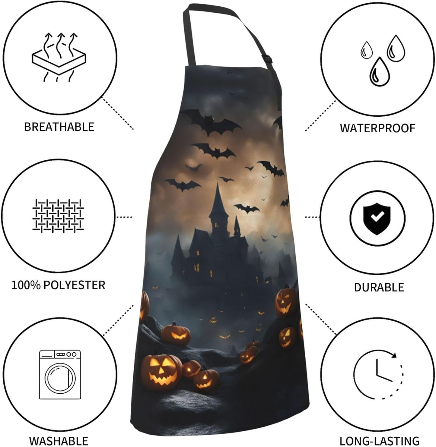 Halloween Flying Bats 3 print Waterproof chef's apron with pocket apro