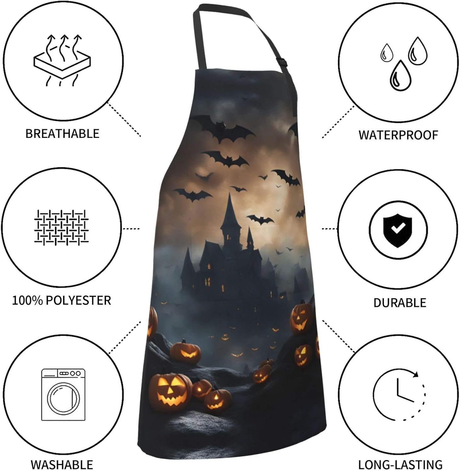 Halloween Flying Bats 3 print Waterproof chef's apron with pocket apro