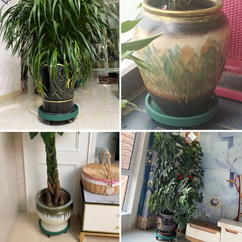 Plant Caddy Stand Modern Round Flower Pot Tray Base with Rollers Garden Thickened PP Resin Mobile Plant Stand Load-Bearing 120-200 kg (Color : Green Size : 40 cm) (Green 32 cm)