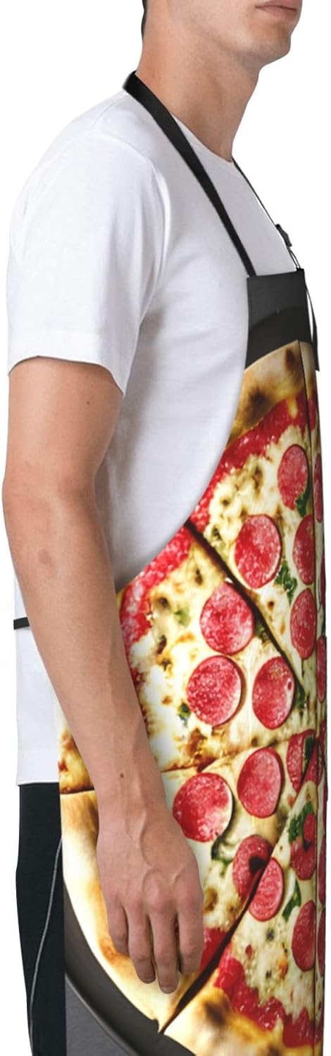 YANYU Large Pizza Print 28x33 In Kitchen Apron Stylish Chef Apron with Pockets for Cooking Baking Painting