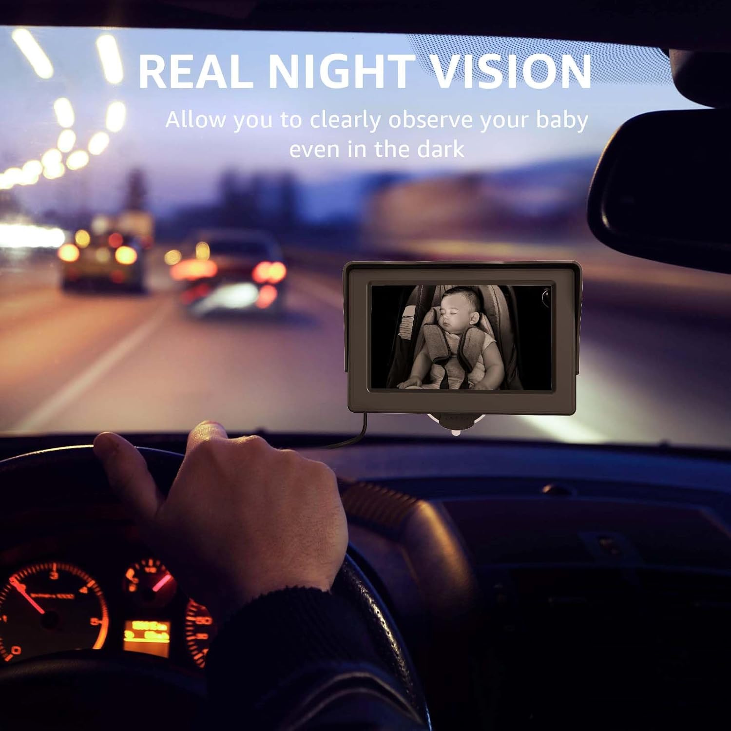 Baby Car Camera, HD Display Baby Car Mirror with Night Vision Feature,