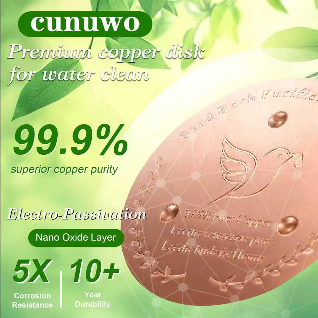 Bird Bath Copper Disk & Maintenance Set of 5, Includes 2 Pack 1mm Thic