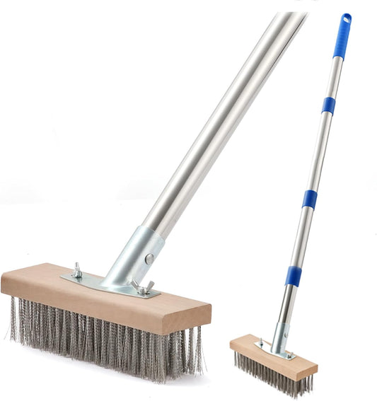 MAXMAN Stainless Steel Wire Scrub Brush with Long Handle, 63" Heavy Du