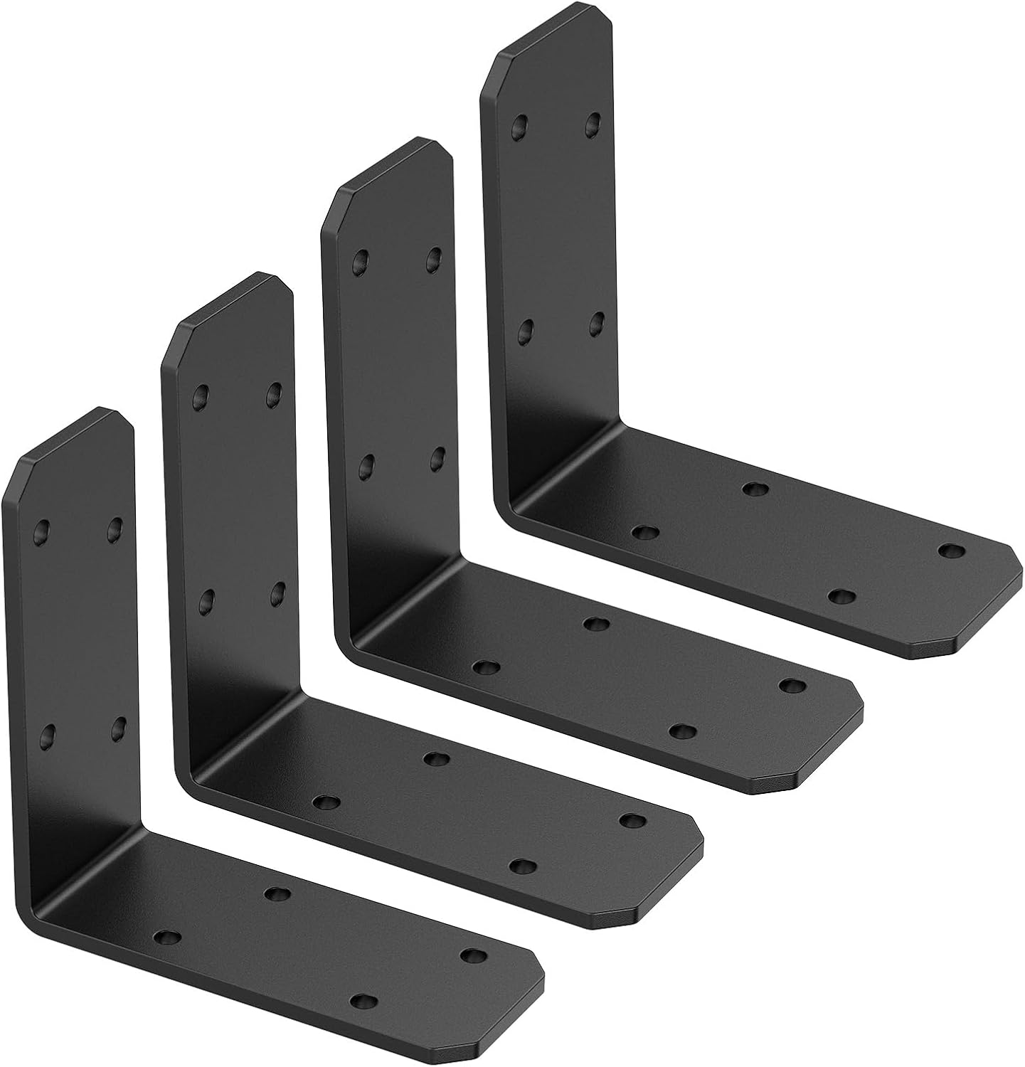3"×3"×1.2" L Bracket for Wood, 90 Degree Angle Bracket, Galvanized Corner Brace for Wood Post, Floating Shelves, Raised Garden Bed, Cabinet, Table, Furniture (Black-4PCS)