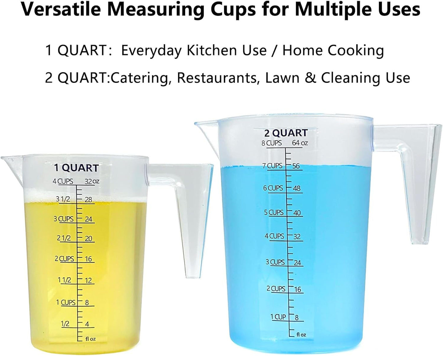 Plastic Measuring Cup with Handle, Pool Chemical Measuring Cup, Plastic Measuring Pitcher for Liquid Mixing, Pouring, Lawn Care, Pet Food, Motor Oil, Laboratory and More (64, Fluid Ounces, 2000ml)
