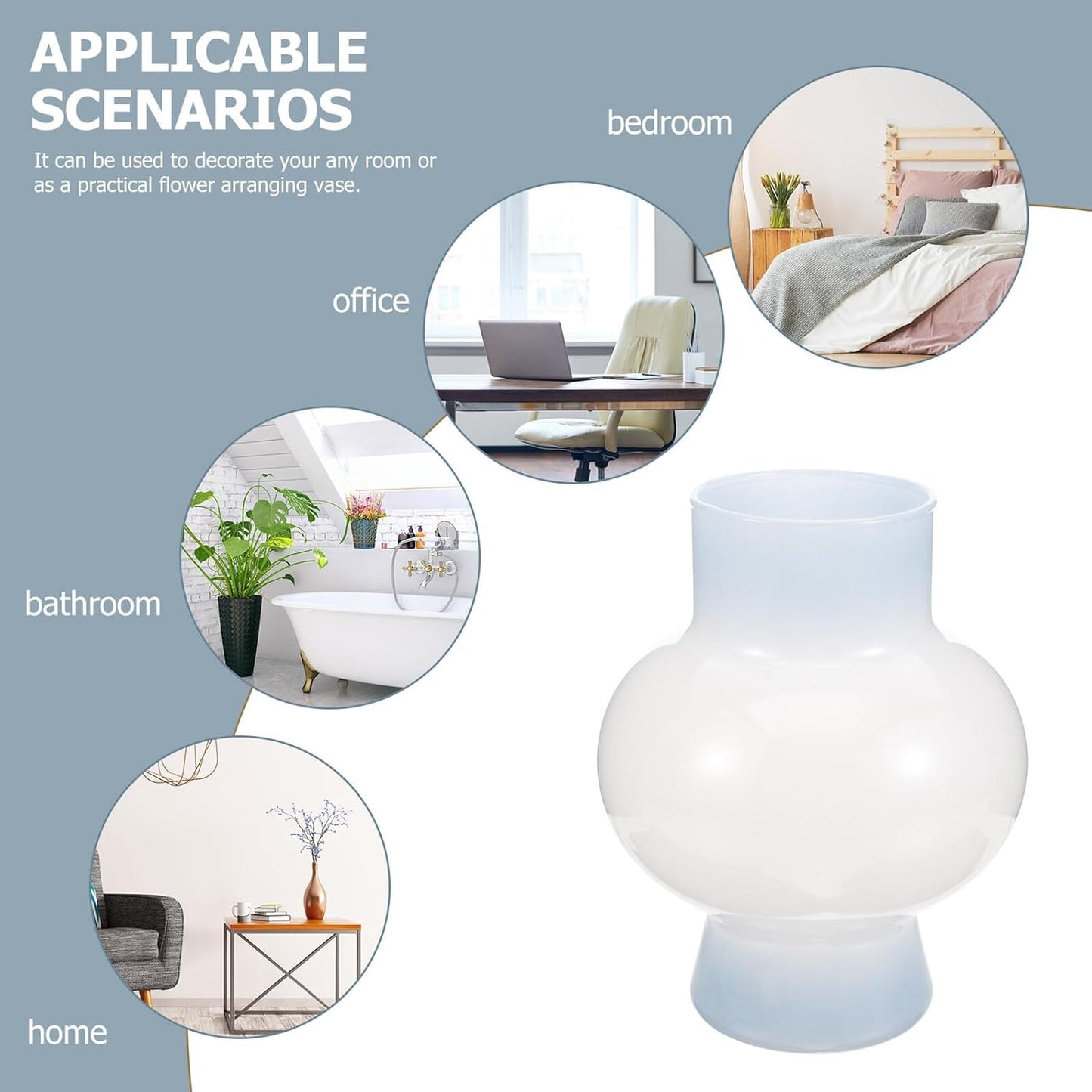 PRETYZOOM Milky Glass Flower Vase Decorative Ceramic Planter Pot Small Desktop Vase for Indoor Plants French Style Living Room Floral Arrangement