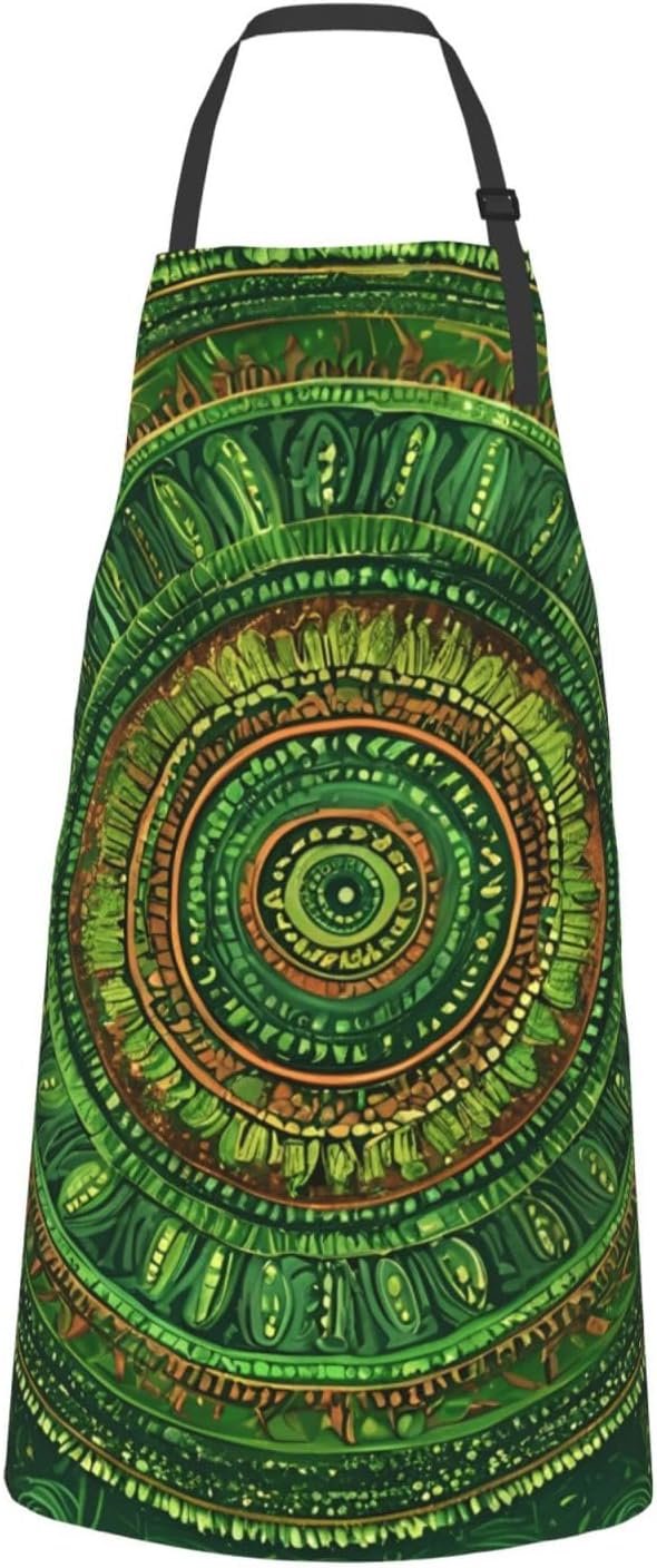 YANYU Green spot Print 28x33 In Kitchen Apron Stylish Chef Apron with Pockets for Cooking Baking Painting