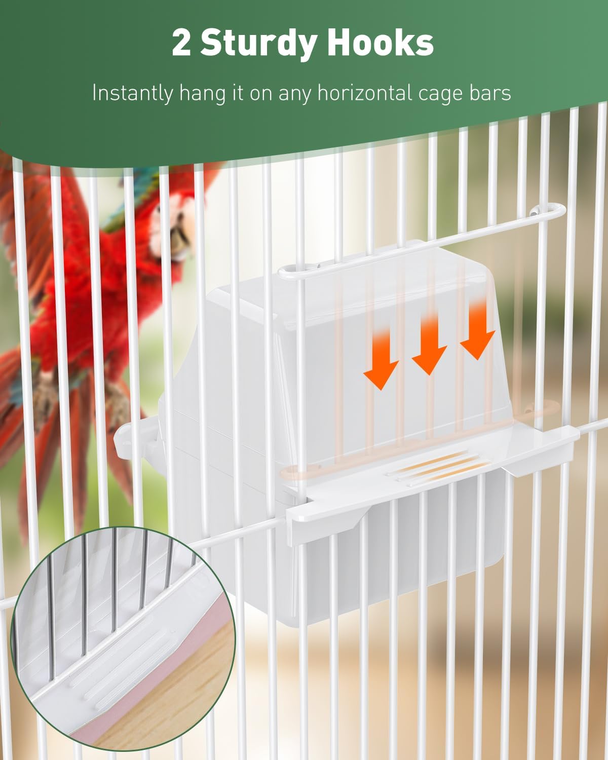 Pawfly 2 Pcs Bird Feeder, Hanging Plastic Water Dispenser with Hooks, 