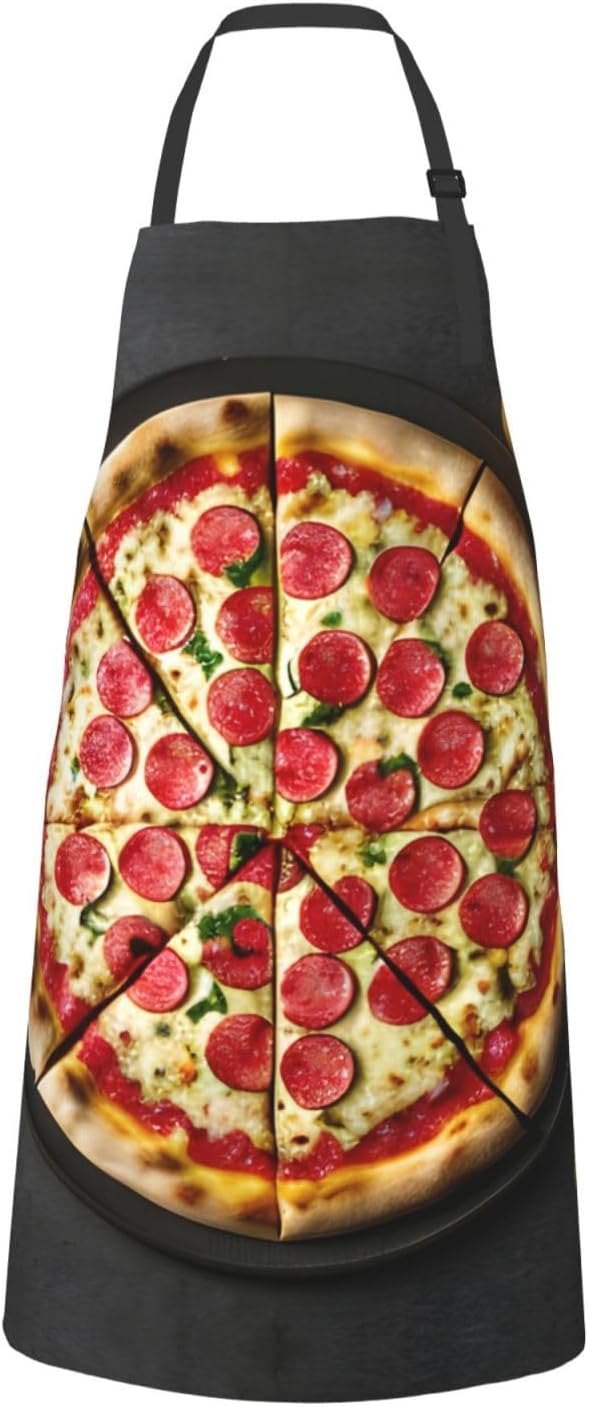 Large Pizza Print Laundry apron 28x33 In Waterproof Kitchen Apron with Pockets for Cooking Baking