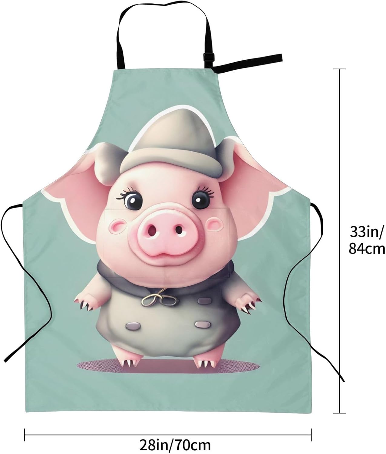 Cute Pig Print Laundry apron 28x33 In Waterproof Kitchen Apron with Pockets for Cooking Baking