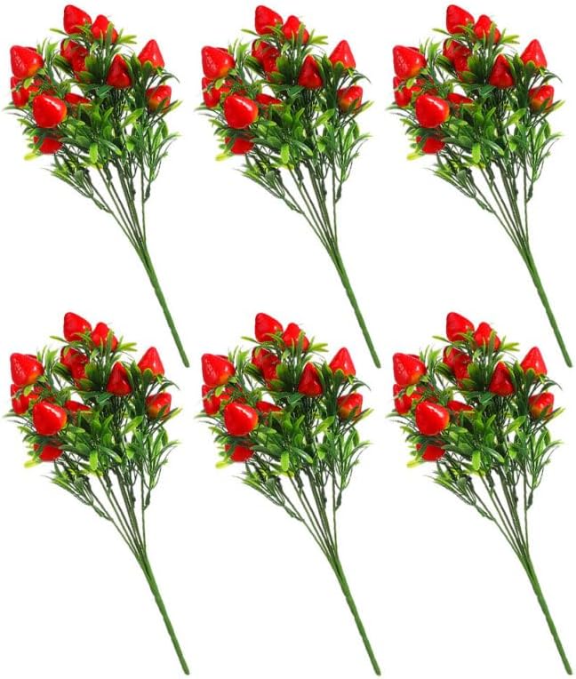 balacoo Realistic Faux Strawberry Bouquet Artificial Strawberry Plants for Home Decor Wedding Party Floral Picks Lifelike Centerpieces 10.62X8.26 Inches