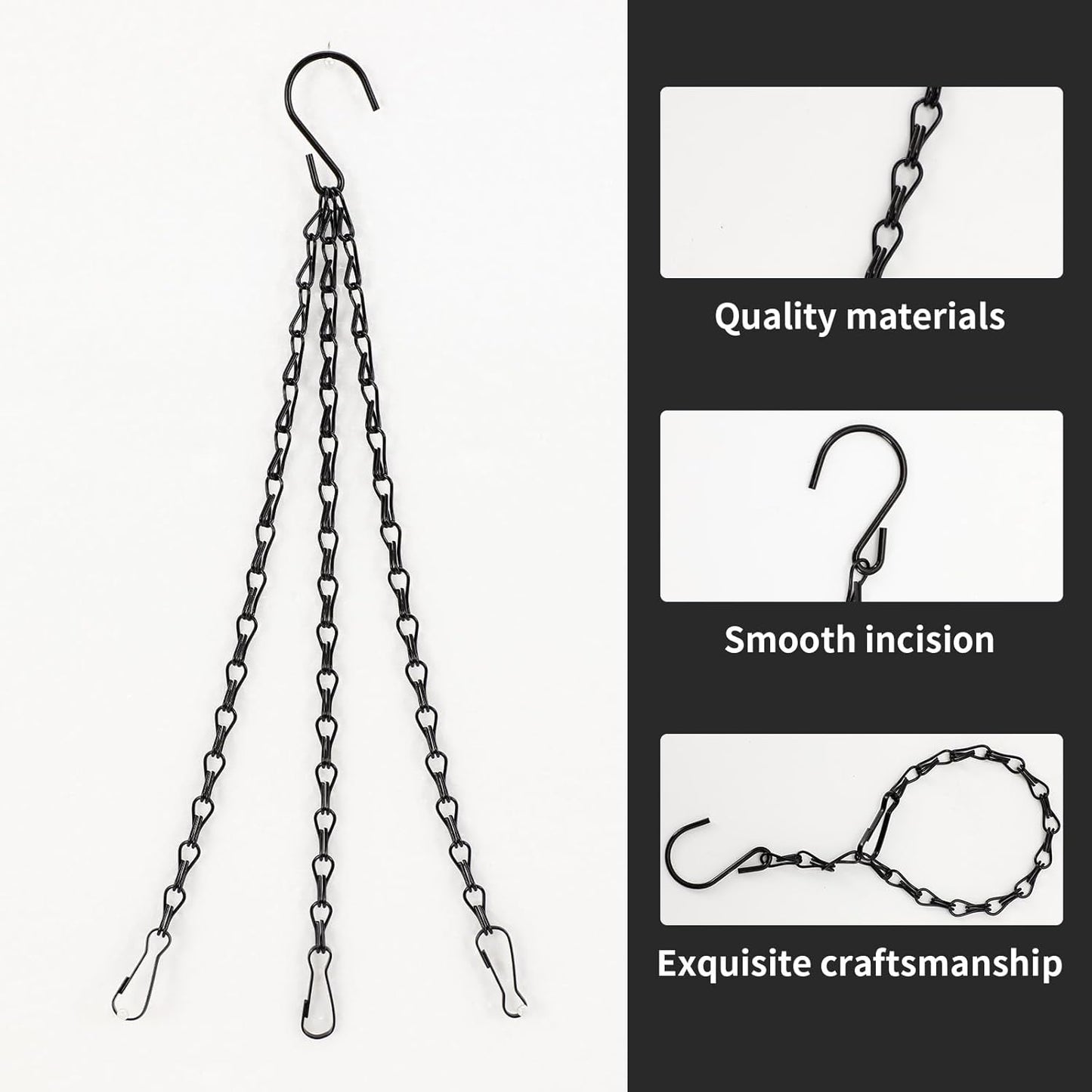 12 Pcs Adjustable Hanging Chains with S Hooks,10 Inch Black Metal Plan