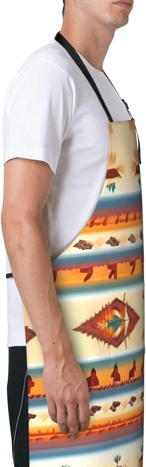 Native American print Waterproof apron with pocket adjustable cooking apron for adult kitchen bibs to bake