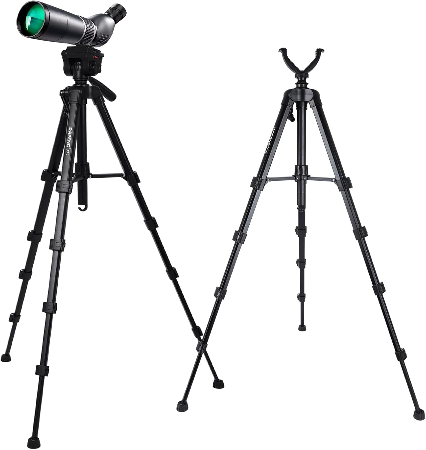 DAPENG Spotting Scope Tripod,Shooting Hunting Rest V Yoke Stand with Travel Bag and Phone Holder,Compatible with Monocular/Astronomical Telescope/DSLR Camera/Cell Phone/Projector (74 inch)