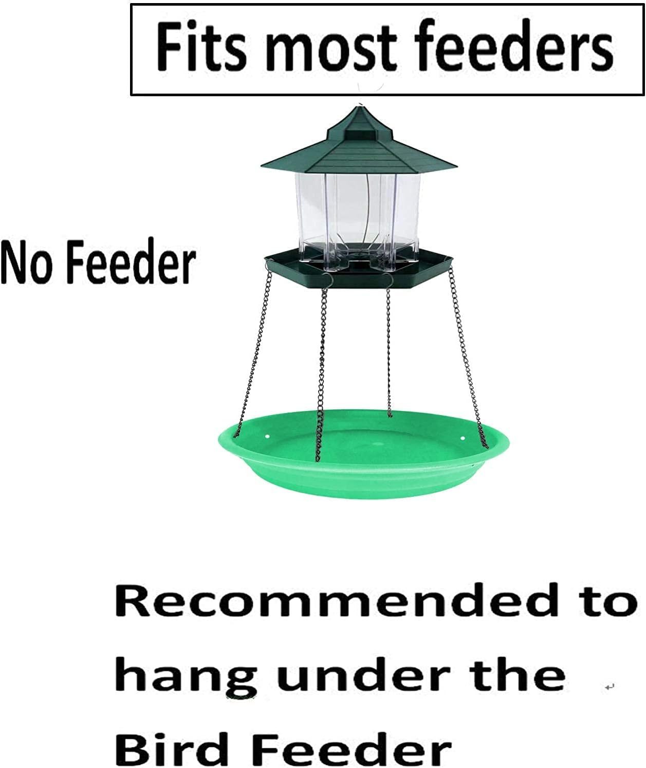 Green Multi-Purpose Bird Seed Catcher & Platform Feeder - Hanging Tray with Seed Hoop