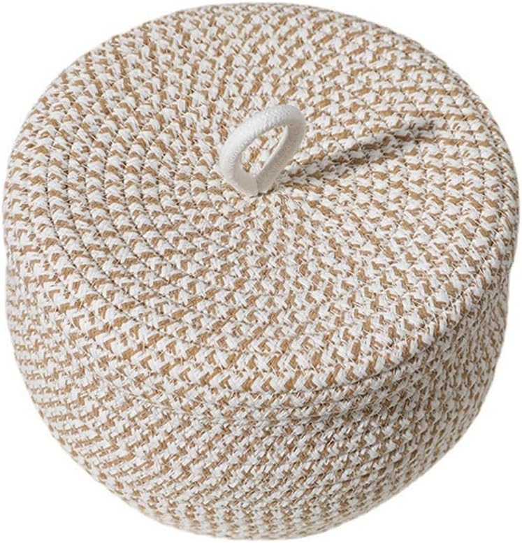 Woven Baskets Lid Rope Can Cotton Lidsdecorative Flower Bin Toy Trash 