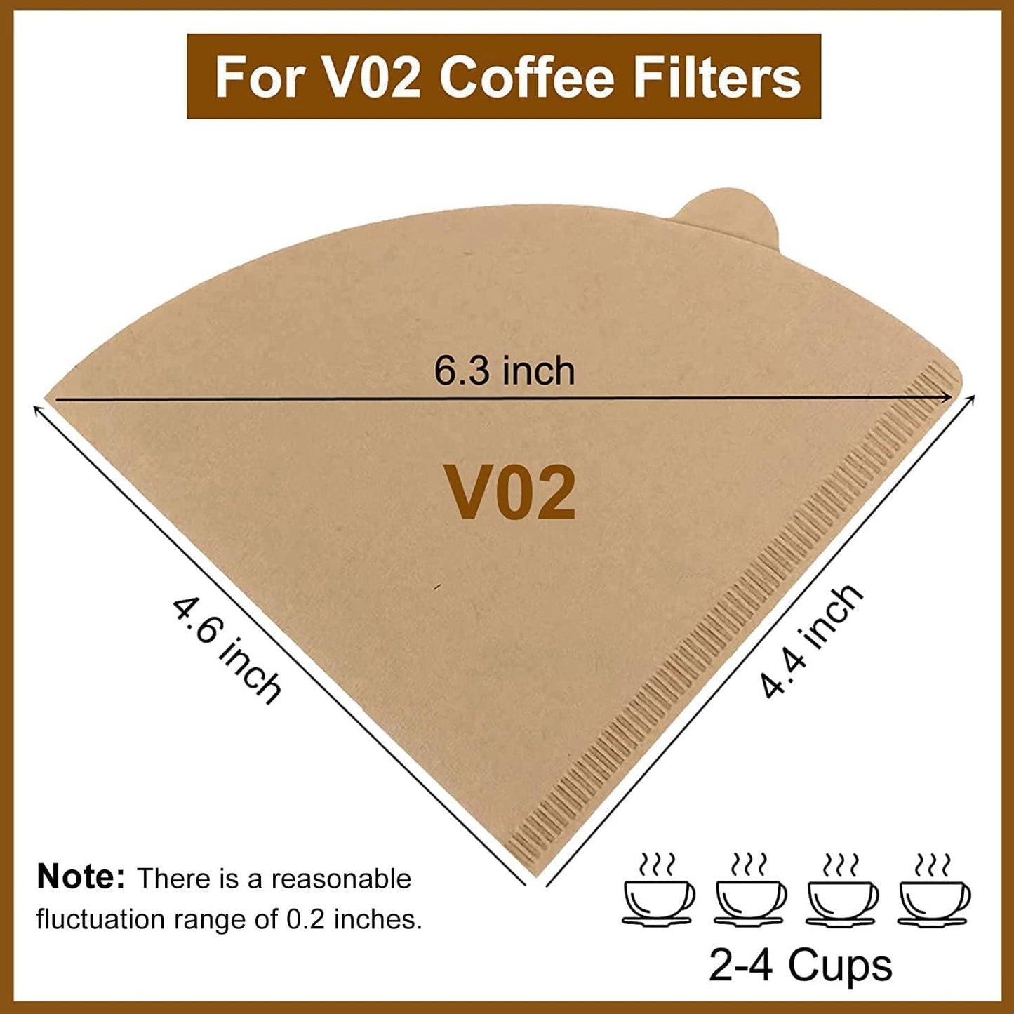 Clinuse Cone Coffee Filters #2, 200 Count Unbleached Size 02 Coffee Filter, Disposable Natural Paper Filters 2-4 Cup, 02 Cone Filters for Pour Over and Drip Coffee Maker