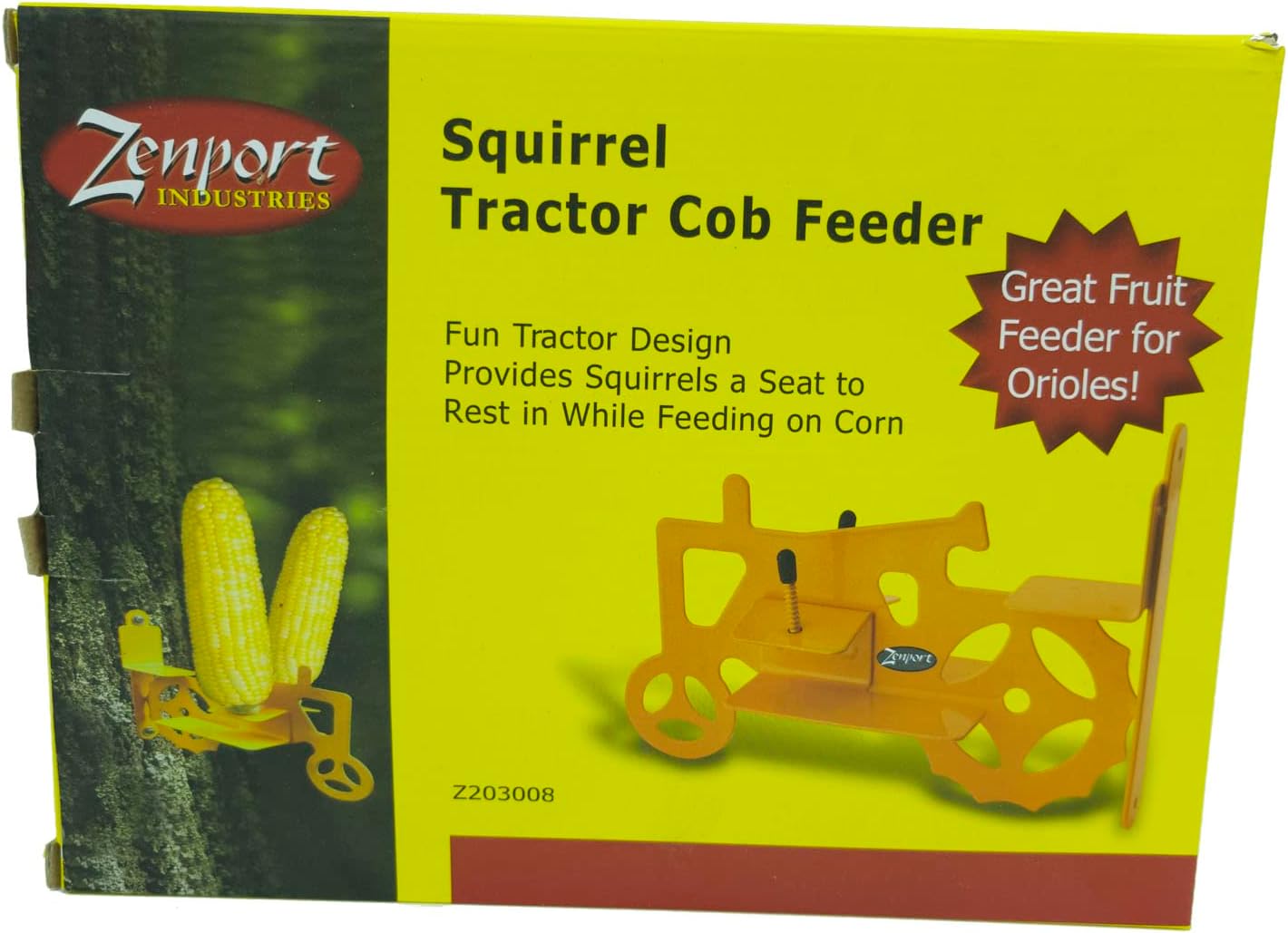 Zenport Z203008 Corn Cob Squirrel and Bird Feeder, Post Mount, Orange