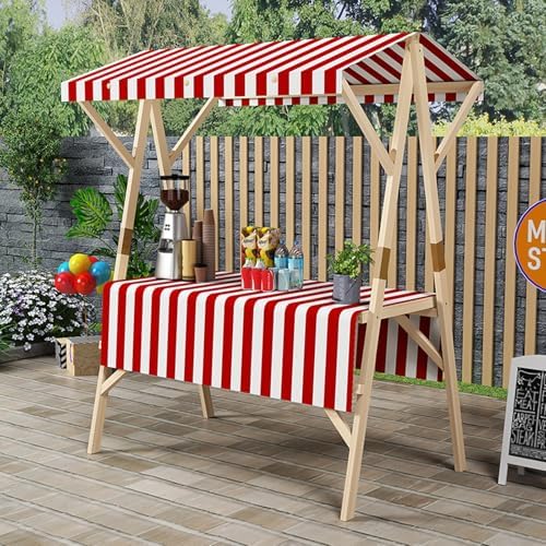 Foldable Outdoor Vendor Cart with Canopy | Portable Food Vending Stand & Display Kiosk | Market Concession Booth Trolley for Events, Festivals, and Fairs