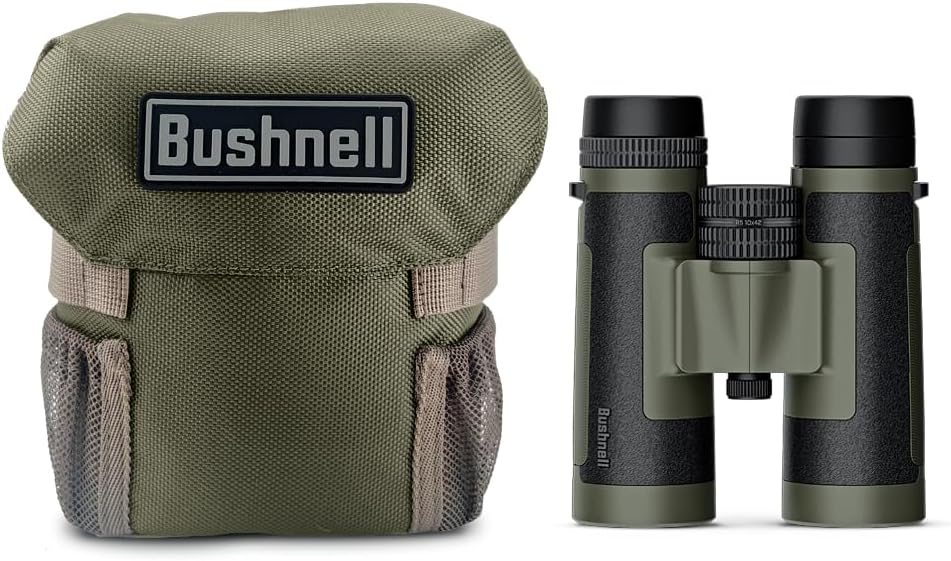 Bushnell R5 10x42 Binoculars - Waterproof, Dielectric Multi-Coated Optics with EXO Barrier Lens Protection for Long Range Viewing and Hunting, Includes Vault Lite Bino Chest Harness & Neck Strap