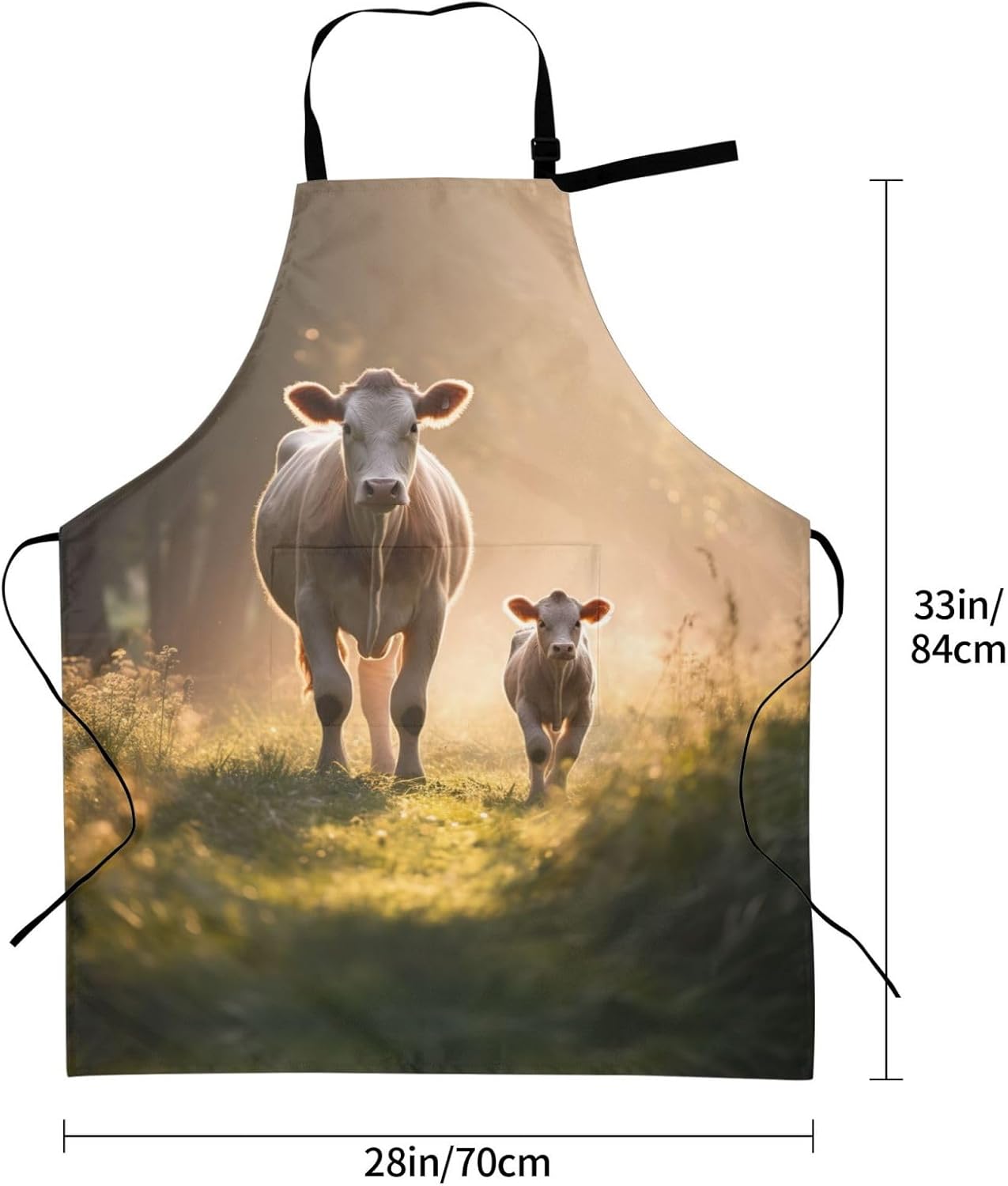 Cow milkr print Waterproof apron with pocket adjustable cooking apron for adult kitchen bibs to bake