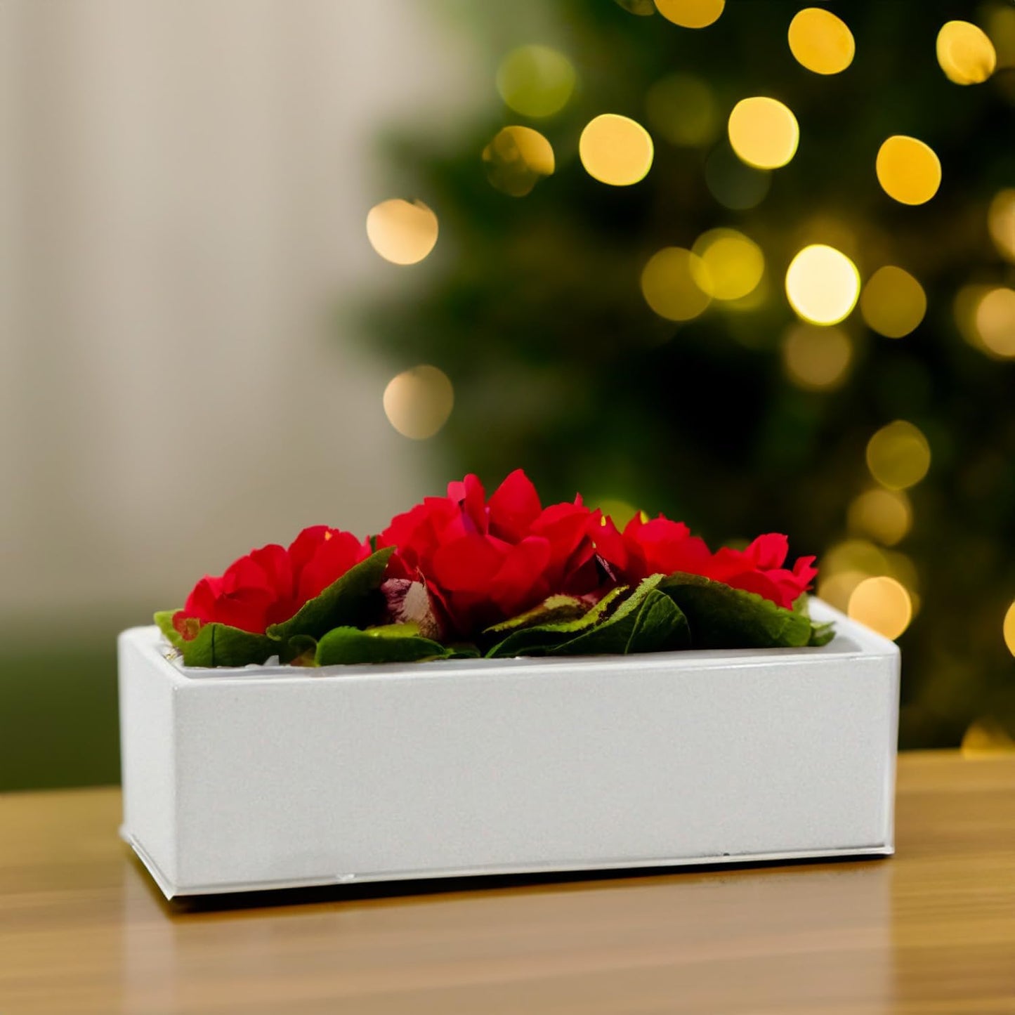 WGVI Long Rectangle Ceramic Planter Vase in White 14" x 4" x 4"H, Rectangular Box Block Terrarium Pot, Flower Arrangement, Tabletop Centerpiece, Home Decor Organization Storage Container, 1 Pc.