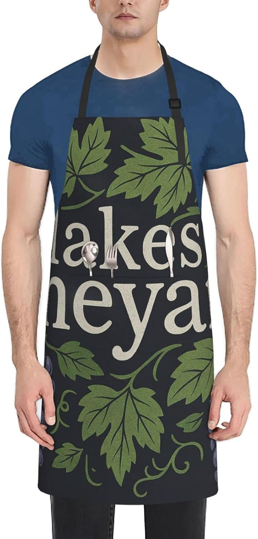 YANYU Lakes Vineyard Print 28x33 In Kitchen Apron Stylish Chef Apron with Pockets for Cooking Baking Painting