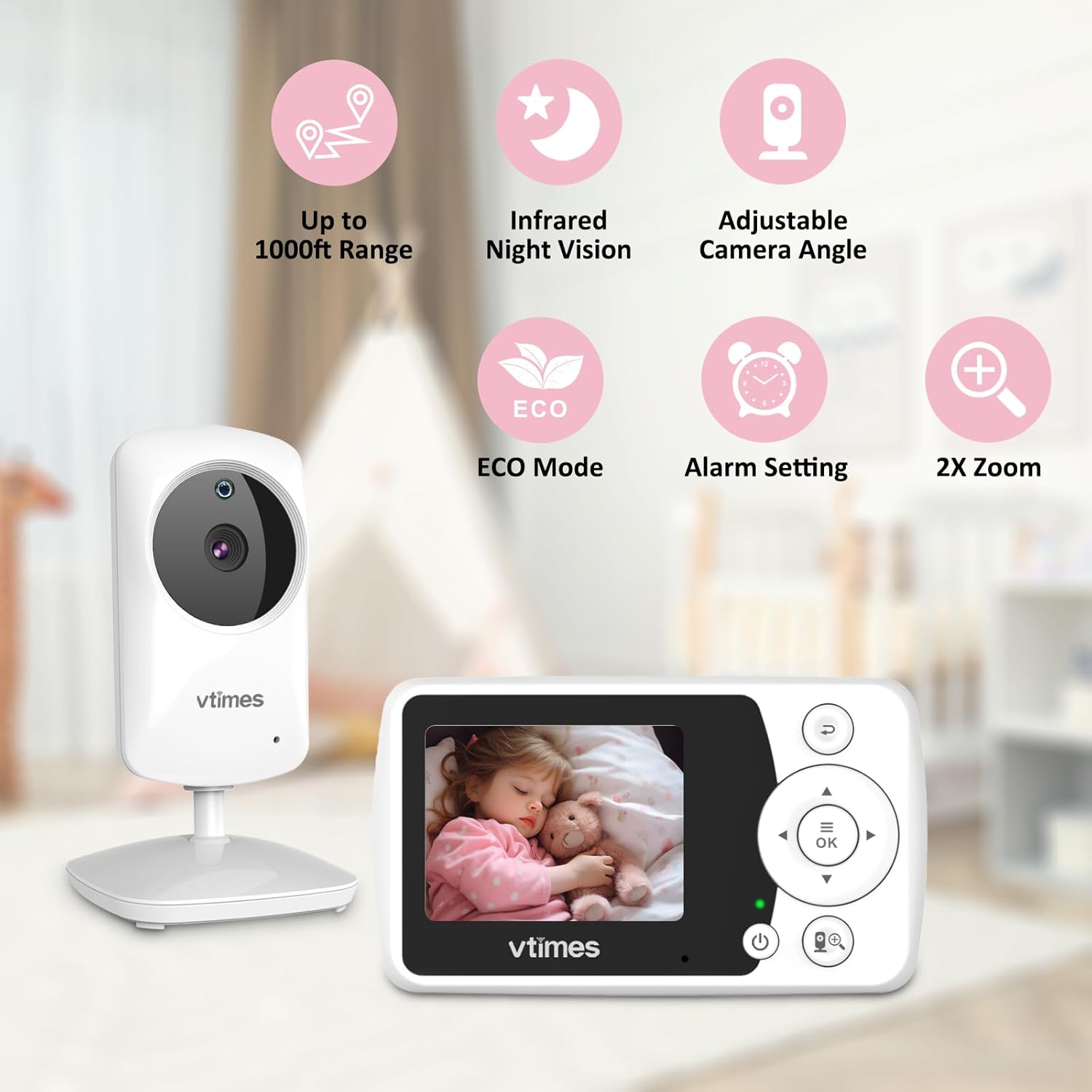 Baby Monitor with Camera and Audio, Video Baby Monitor No WiFi Night V