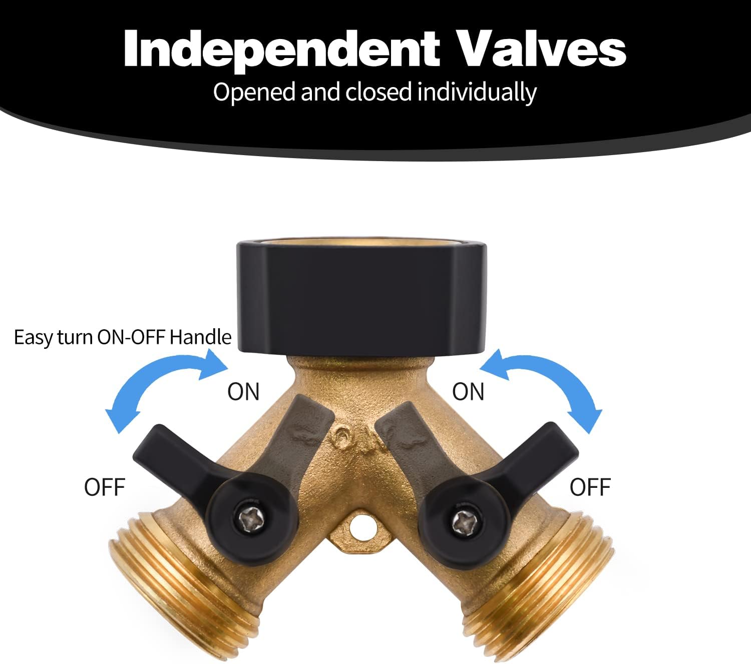 1/2/4 Pack 2 Way Hose Splitter, for 3/4" Hose Connector, with Rubber W