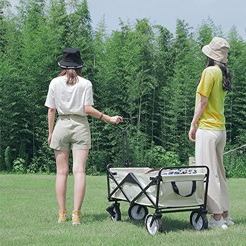 Portable Camping Cart,Portable Camping Trailer Beach Trolley Outdoor Folding Trolley Adjustable Handle Shopping Cart with Double Brakes 80kg/176lbs