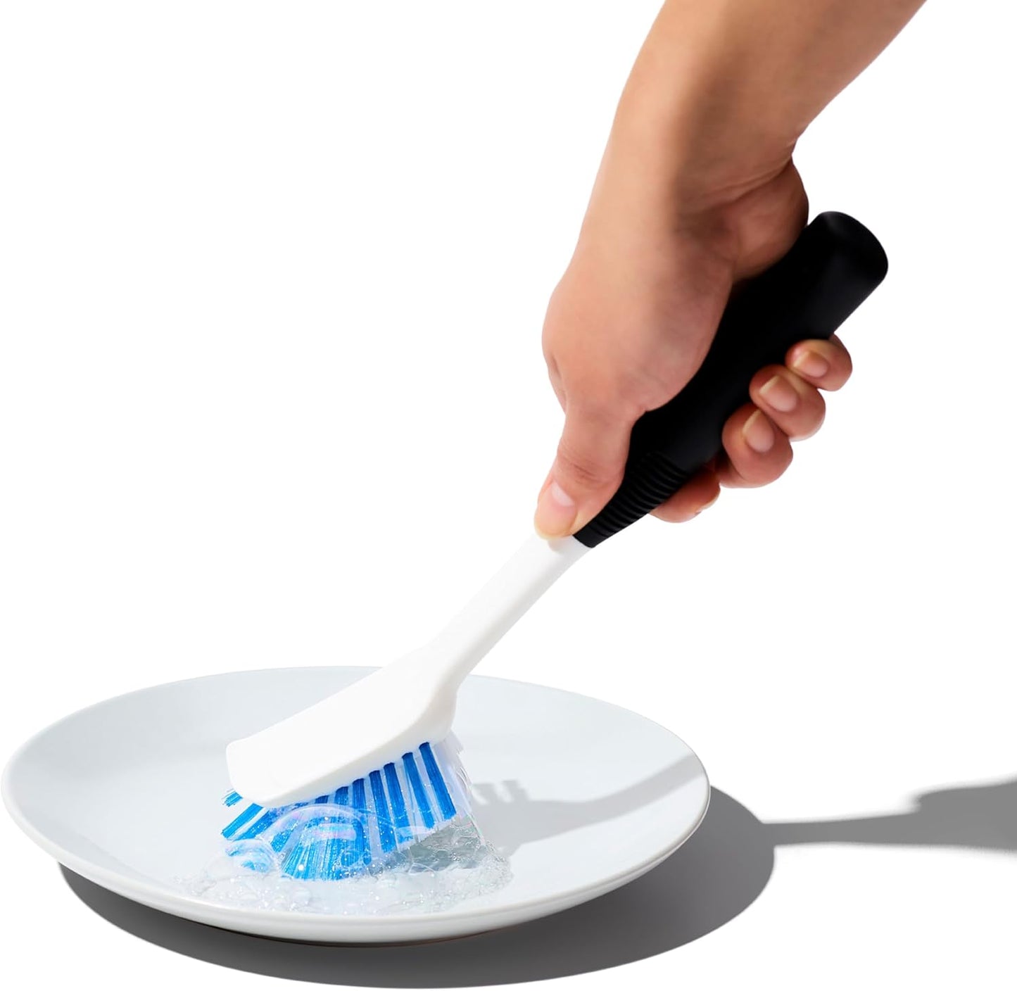 OXO Good Grips Dish Brush, Nylon Bristles with Built-in Scraper, Safe 