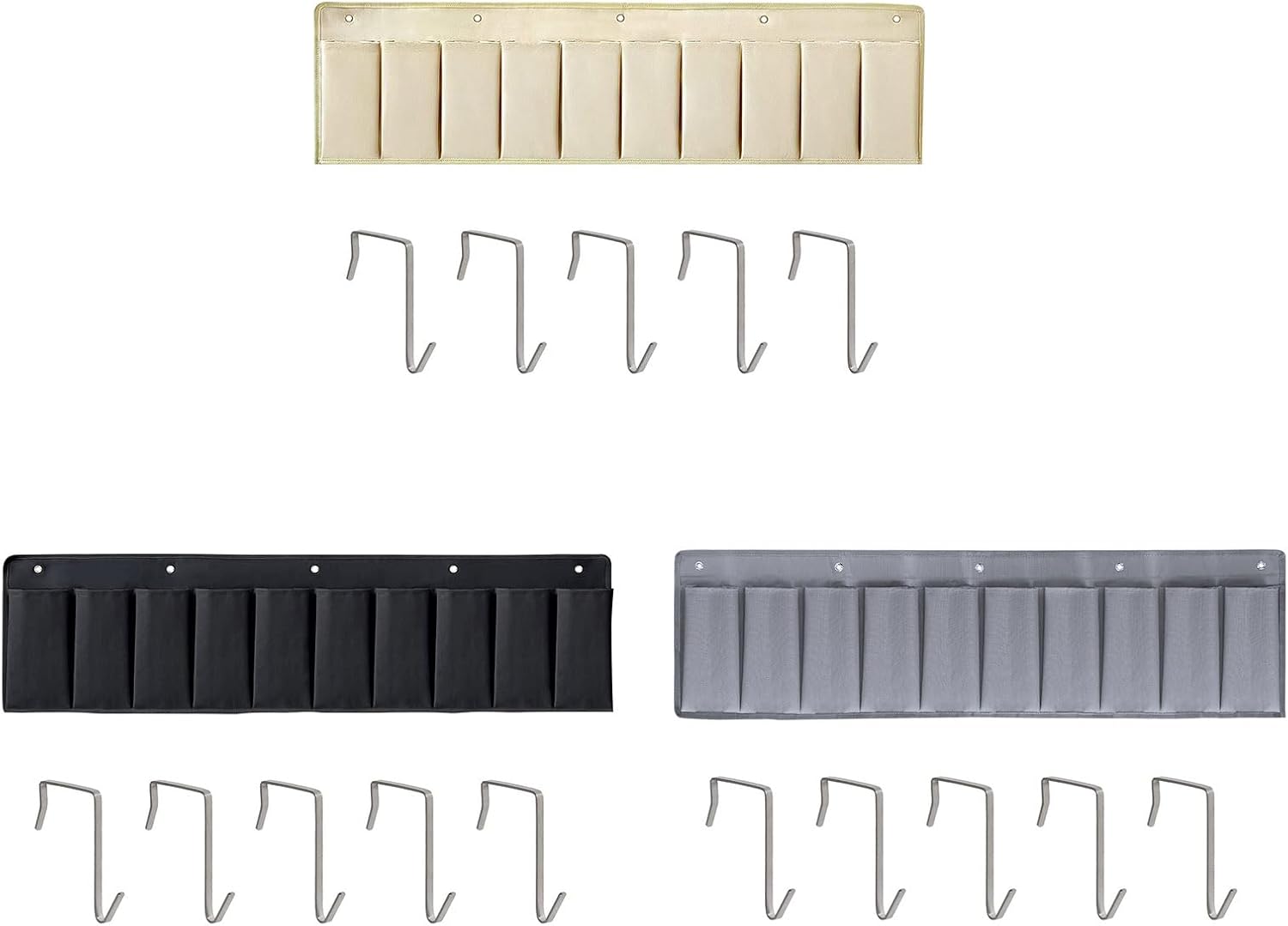 Bedside Organizers Case Storage with 10 Pockets and Hooks Easy Install