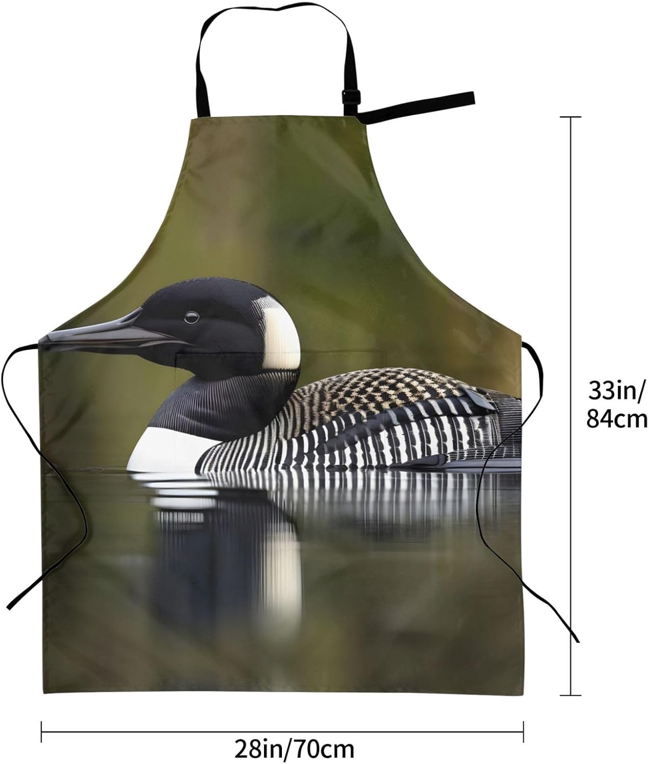 Loon Nature Bird print Waterproof apron with pocket adjustable cooking apron for adult kitchen bibs to bake